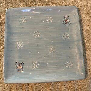 Snowman Serving Platter 11” Snowmen Hats Christmas Snowflakes (159)